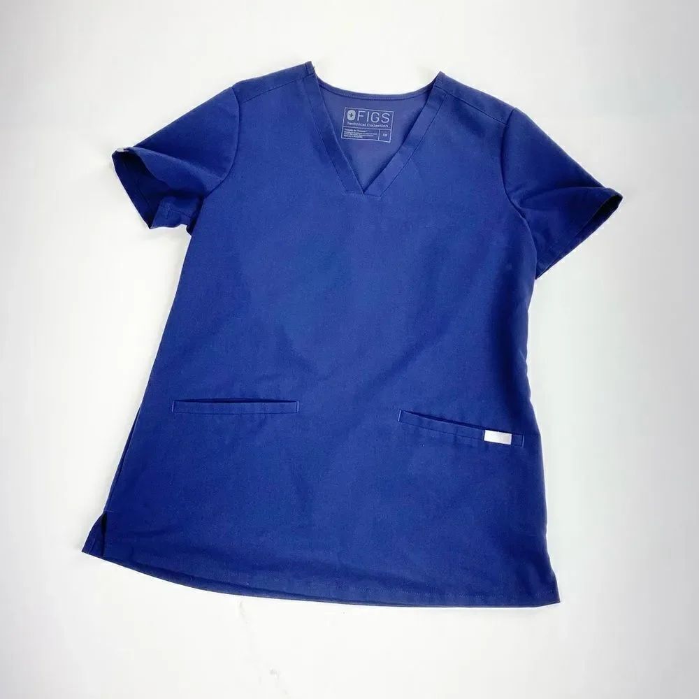 FIGS Casma one pocket blue scrub top XS